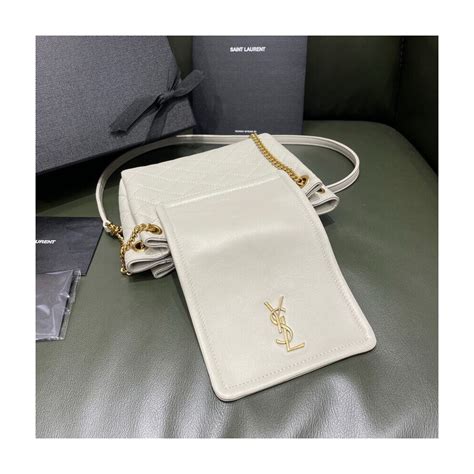 Saint Laurent Nolita Mini Leather Shoulder Bag White