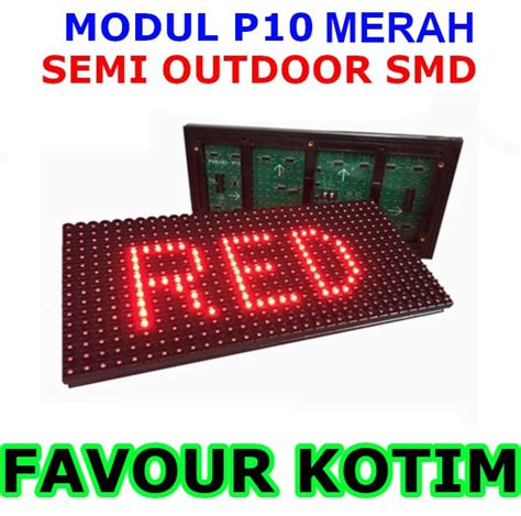 Jual PANEL MODULE LED P10 RUNNING TEXT MERAH RED SEMI OUTDOOR SMD