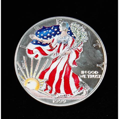 1999 Colorized Walking Liberty Silver Dollar Pristine Auction