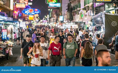 Khao San Road Is Popular Backpacker Tourists Street Bangkok Tha