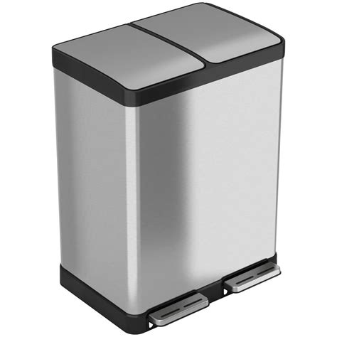 Itouchless Softstep 16 Gal Stainless Steel Step Trash Can And Recycle