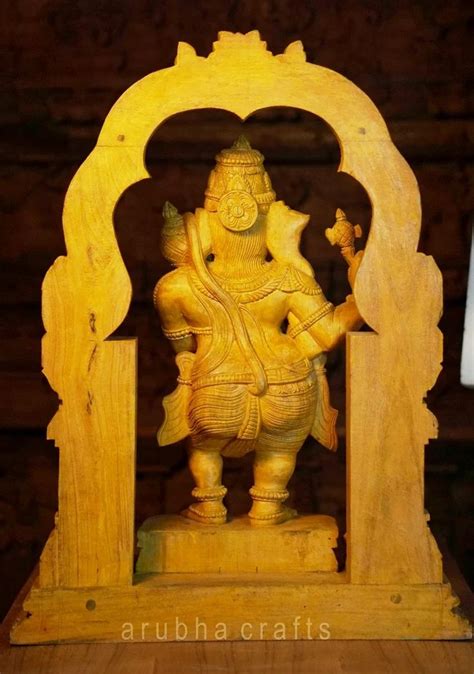 Yellow Engineered Wood Inches Polished Hanuman Ganesha Statue Home