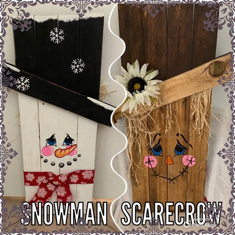 Reversible Snowman Scarecrow Etsy