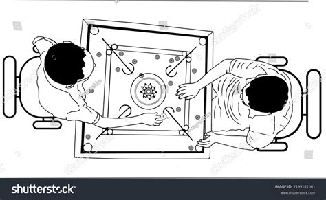 Carrom Board Player Vector Outline Sketch Stock Vector Royalty Free