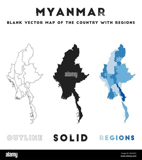 Myanmar Map Borders Of Myanmar For Your Infographic Vector Country