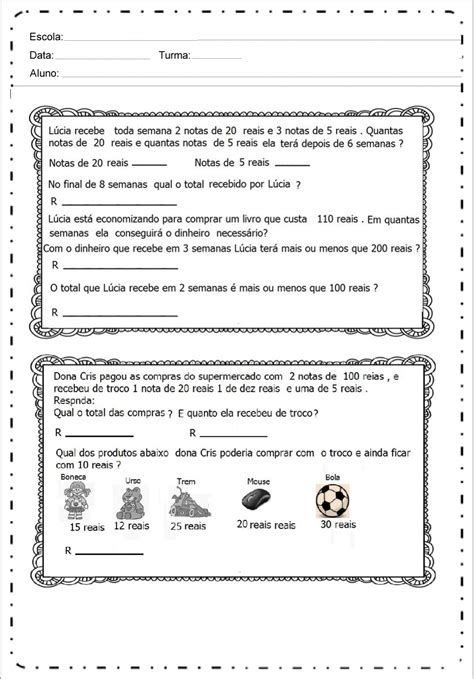 Problemas De Matem Tica Ano Para Imprimir E Baixar Em Pdf S Escola