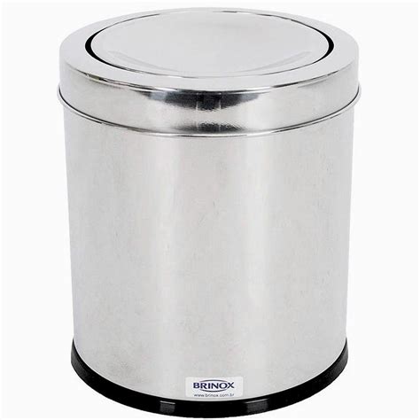 Lixeira Tampa Basculante Banheiro Cozinha 3L Aço Inox Brinox