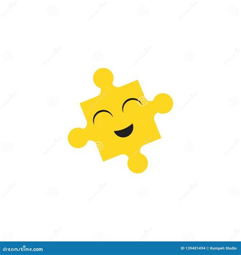 Smile Puzzle Shape Emoticon Icon Stock Vector Illustration Of