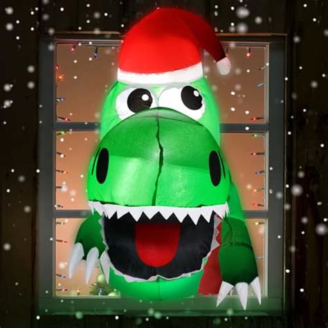 TURNMEON 3 5 Ft Christmas Inflatable Outdoor Decoration Santa Dinosaur