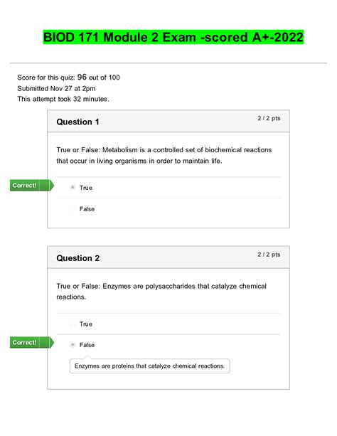 Biod 171 Module 2 Exam Scored A 2022 Browsegrades