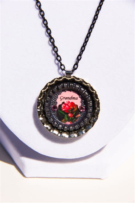 Bottle Cap Silver Black Pink Necklace With Etsy