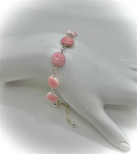 Pink Queen Conch Shell Bracelet In Sterling Silver Or 14k Gold Filled Tropical Beach Bracelet