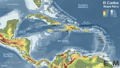 Simpático césped físico mapa fisico del caribe Anzai Empleado Ciudadanía