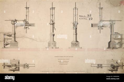 Improved Radial Drilling Machine Plans Front Back And Side