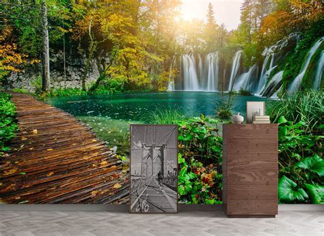 3D Waterfall Lake 1121 Wall Murals | AJ Wallpaper