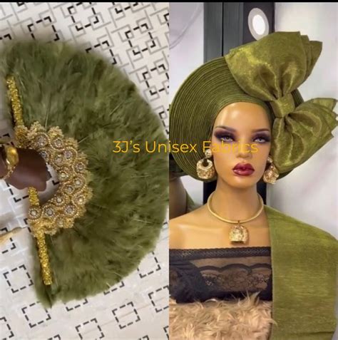 Embellished Aso Oke Auto Gele Ipele And Fila Ready To Wear Gele