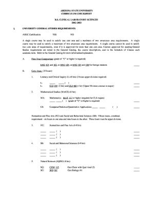 Fillable Online Asu Curriculum Checksheet Asu Fax Email Print Pdffiller