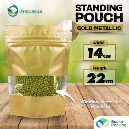 Standing Pouch Ziplock Window Gold Metalized Kemasan Snack Makanan