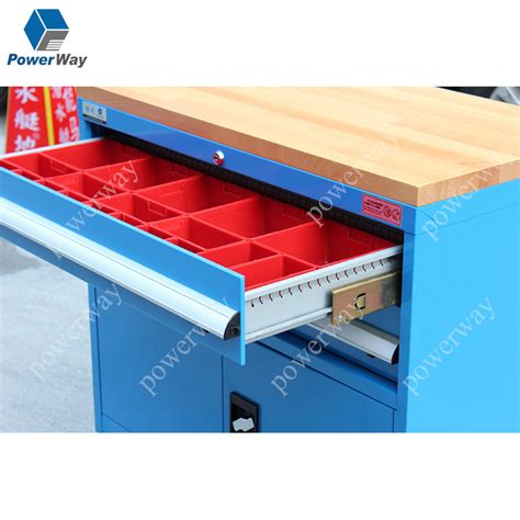 Powerway Lockable Tool Storage Drawer Cabinet With Red Divider Box