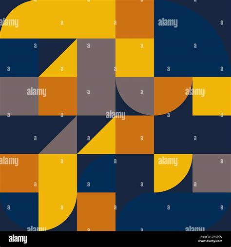 Seamless Square Pattern In Bauhaus Style With Geometric Shapes Wall