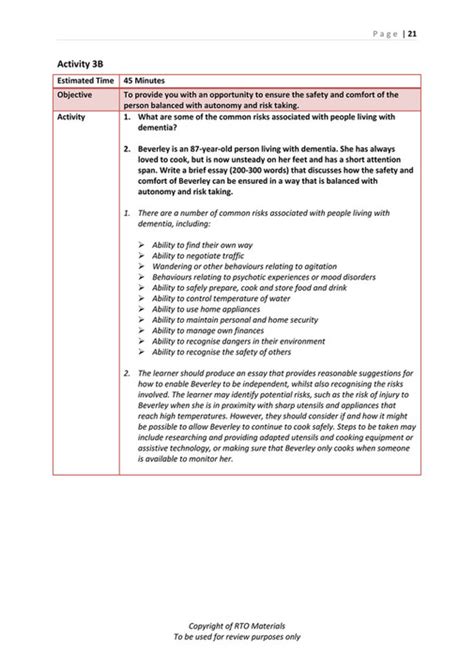 Rto Materials Chcage Case Study Assessor Workbook V Page