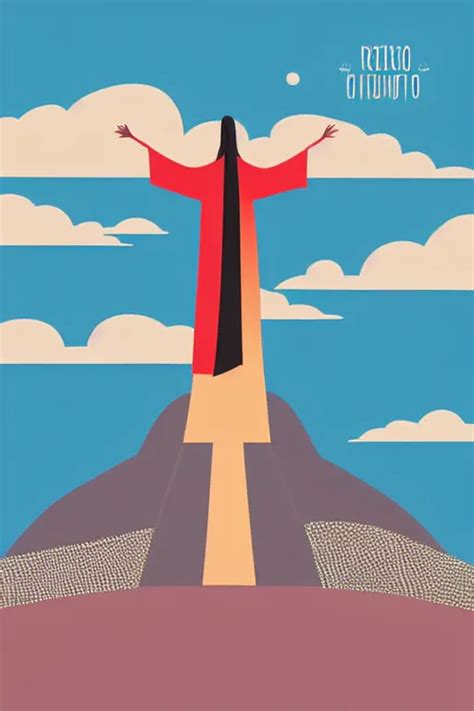 Minimalist Boho Style Art Of Colorful Christo Redentor Stable