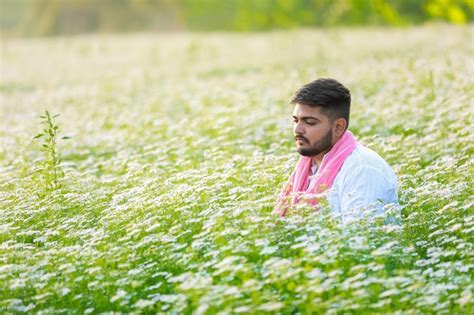 Premium Photo | Indian happy farmer harvesting coriander flowers ...