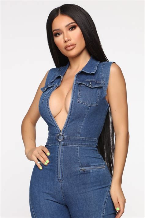 Dream Big Denim Jumpsuit Medium Blue Wash Denim Jumpsuit Fashion