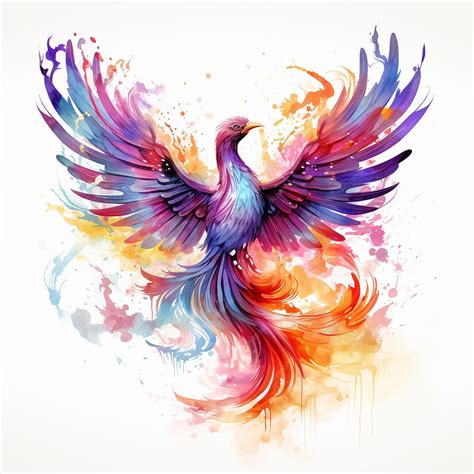 Premium Photo | Isolated Watercolor Phoenix Tattoo Design