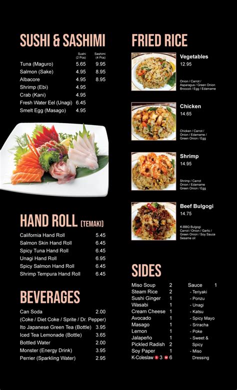 Our Menu Hana Sushi And K Chicken