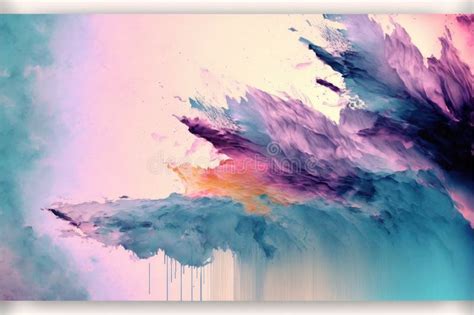 Abstract Art in Splashing Watercolor in Colorful Sunset. Stock ...