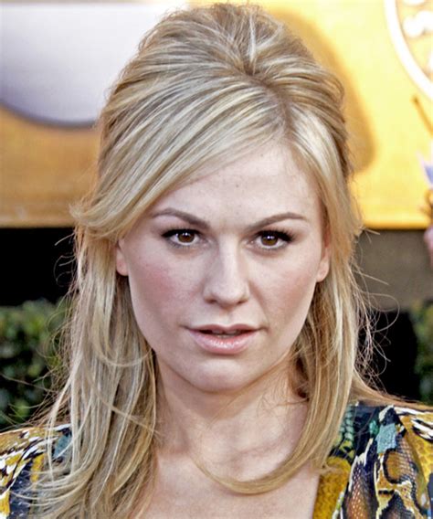 Anna Paquin Long Straight Half Up Half Down Hairstyle