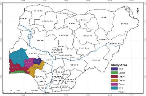 Map of Nigeria, showing the South West | Download Scientific Diagram