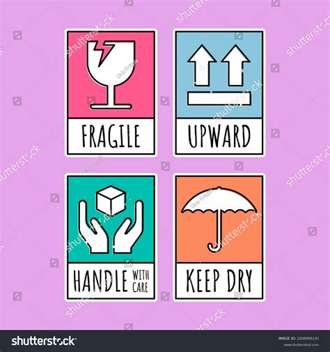 Cute Fragile Sign Sticker Delivery Shipping Stock Vector Royalty Free 2208906191 Shutterstock