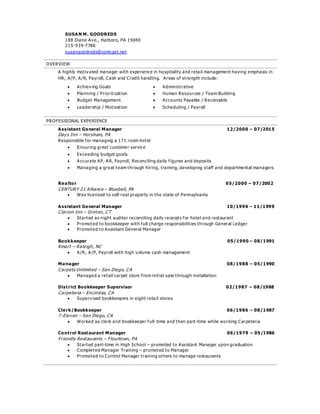 Resume Susan Goodreds Pdf