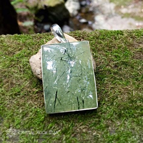 Amazing Prehnite With Epidote Rutile Large Statement Pendant Etsy