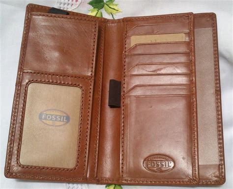 Womens Fossil Leather Checkbook Wallet Wallets IUCN Water