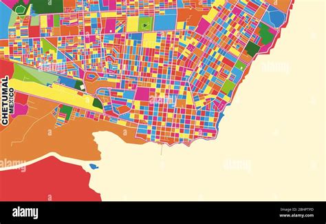 Colorful vector map of Chetumal, Quintana Roo, Mexico. Art Map template ...