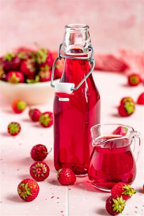 Homemade Strawberry Simple Syrup With Fresh Strawberries Bakes By