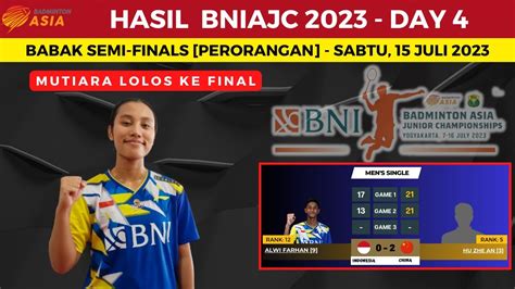 Hasil Semifinal BINAJC 2023 Hari Ini Day4 Mutiara Ayu Ke Final