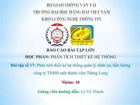 PPT BỘ GIAO THÔNG VẬN TẢI TRƯỜNG ĐẠI HỌC HÀNG HẢI VIỆT NAM KHOA CÔNG