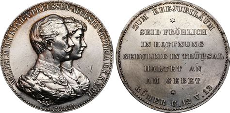 Preu En Silbermedaille Wilhelm Ii Ehejubil Um