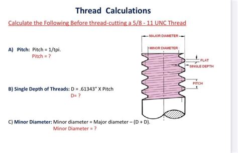 Solved Calculate the Following Before thread-cutting a 5/8 - | Chegg.com