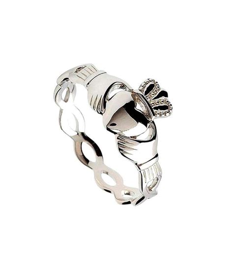 Bague Argent Claddagh Avec Bande Torsad E Anneaux De Claddagh