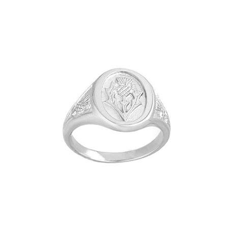 Scottish Thistle Signet Ring In Sterling Silver Tappit Hen Gallery