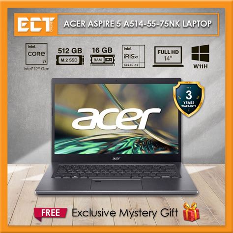 Acer Aspire 5 A514-55-75NK Laptop (i7-1255U 4.70GHz,512GB SSD,16GB ...