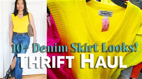 Thrift With Me How To Style A Maxi Denim Skirt Spring Haul Styling Try On Haul Model