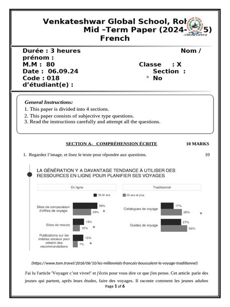 French Class 10 Mid Term Paper 2024 25 2 Pdf