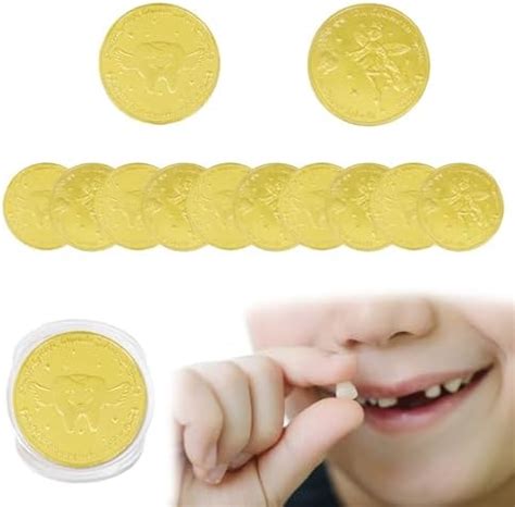 ATJTYSX 10 Stück Zahnfee Münzen Tooth Fairy Coins Zahnfee Goldtaler