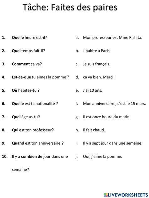 Les Mots Interrogatifs Online Exercise For Live Worksheets